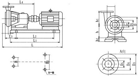 FSB型氟塑料合金離心泵安裝尺寸圖 FSB型氟塑料合金離心泵安裝尺寸圖