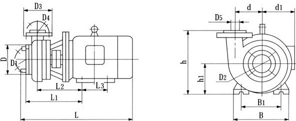 FSB-D型氟塑料合金離心泵安裝尺寸圖 FSB-D型氟塑料合金離心泵安裝尺寸圖